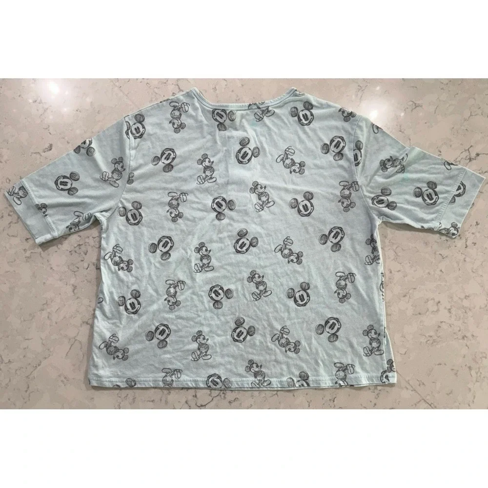 Disney Mickey Mouse Sleepwear T-Shirt Womens 1X Light Blue AOP Graphic Tee - Picture 7 of 13